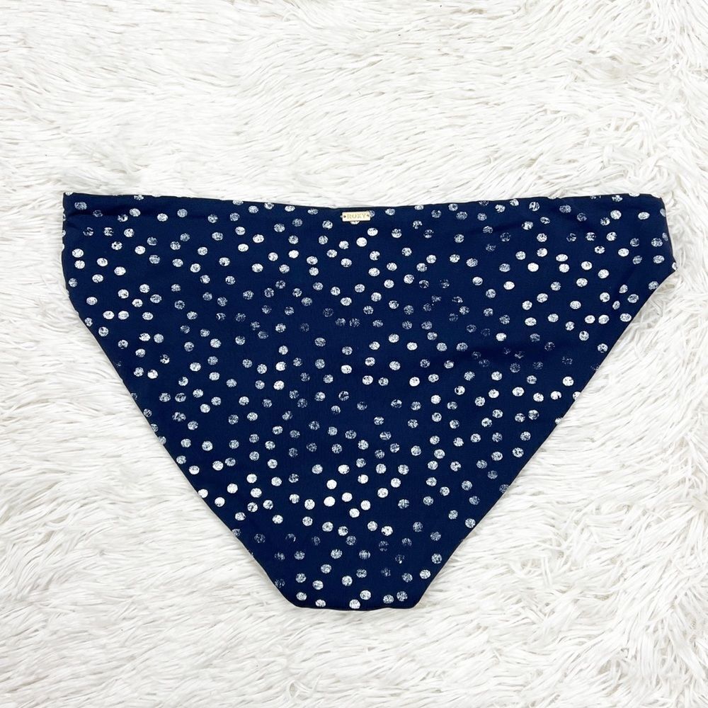 Roxy Printed Beach Classics Blue Indigo Polka Dot Side Strap Bikini Bottoms‎ XL - Picture 5 of 7